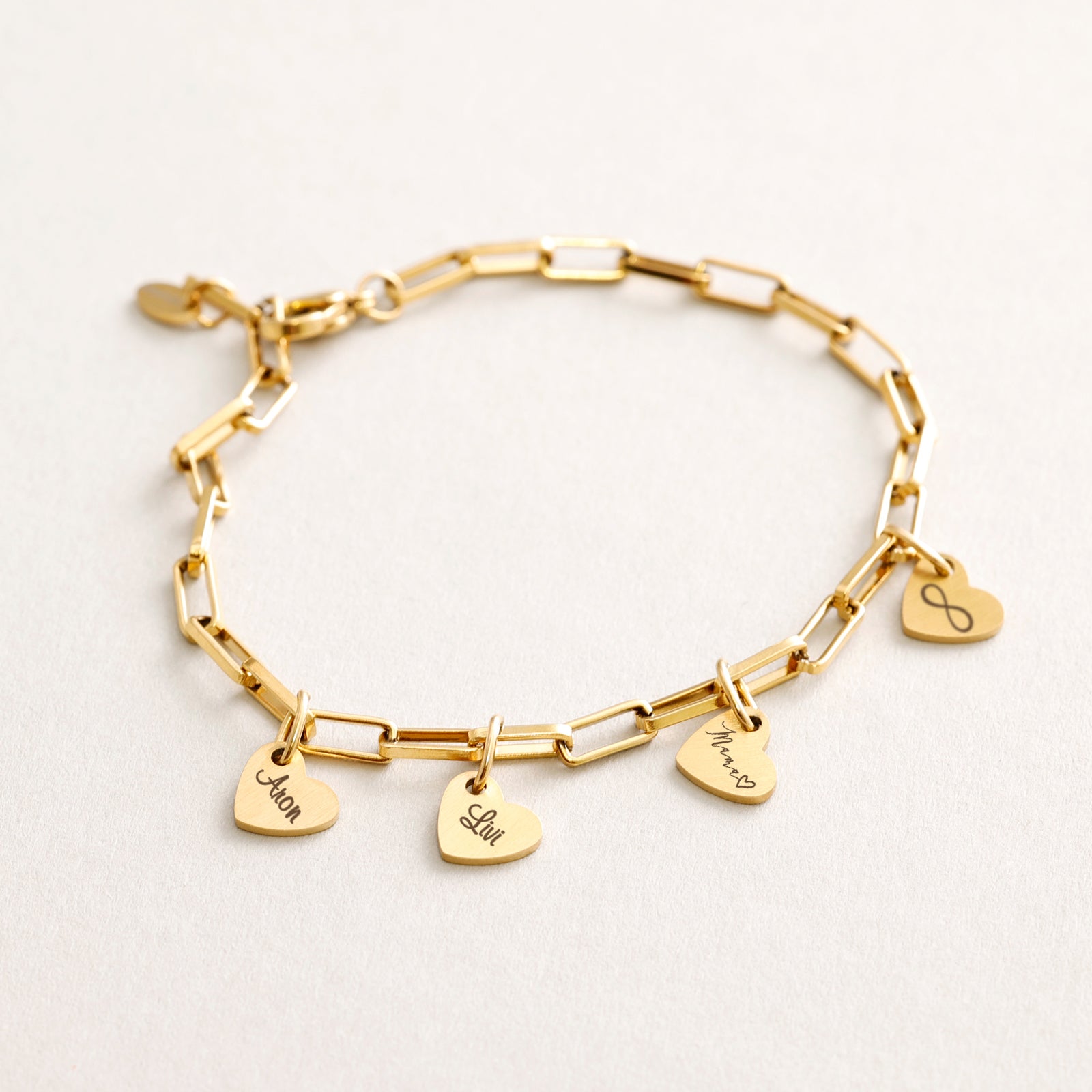 Geschenk für Mama mit Karte - Armband mit Name - Personalisiertes Armband - Edelstahl Armkettchen mit Gravur - Familie Armband - LW001 - VIVIANNASCHMUCK