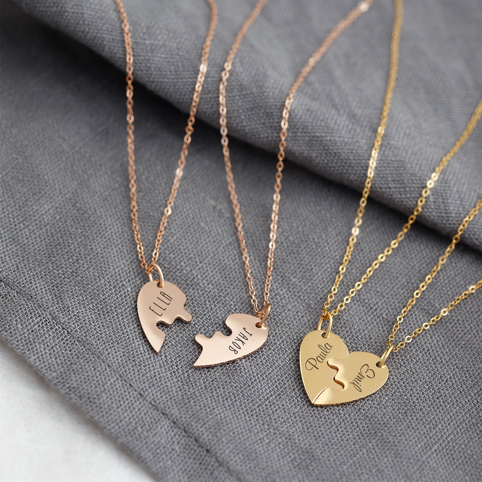 Personalized Necklaces with Heart - Friendship Necklace Set
