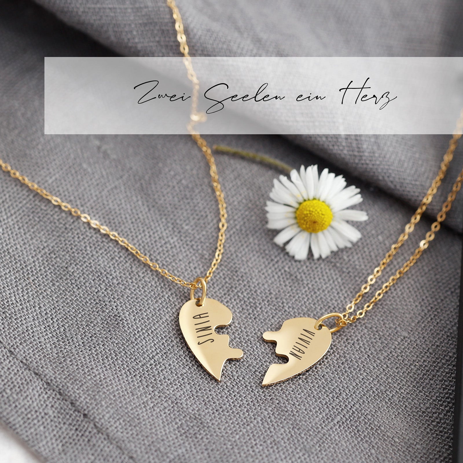 Personalized Necklaces with Heart - Friendship Necklace Set