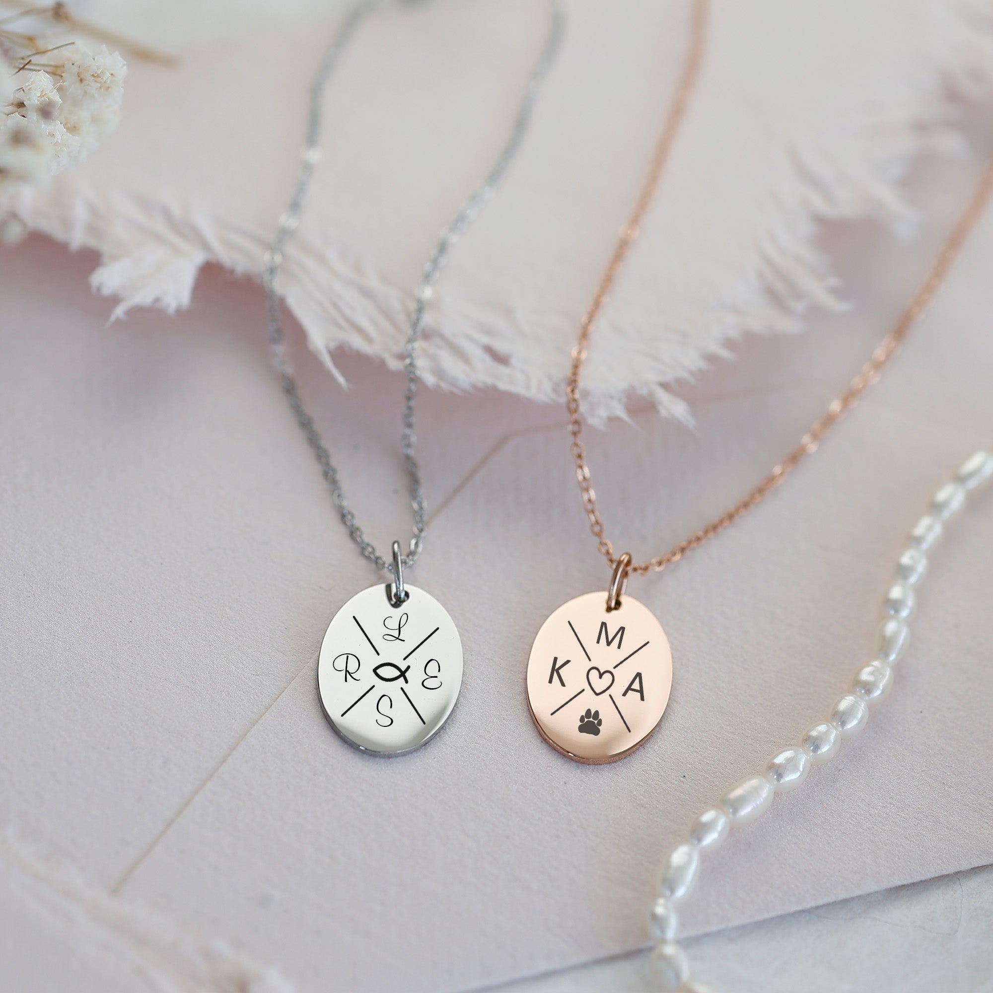 Personalisierte Kette mit ovalem Anhänger - VIVIANNASCHMUCK