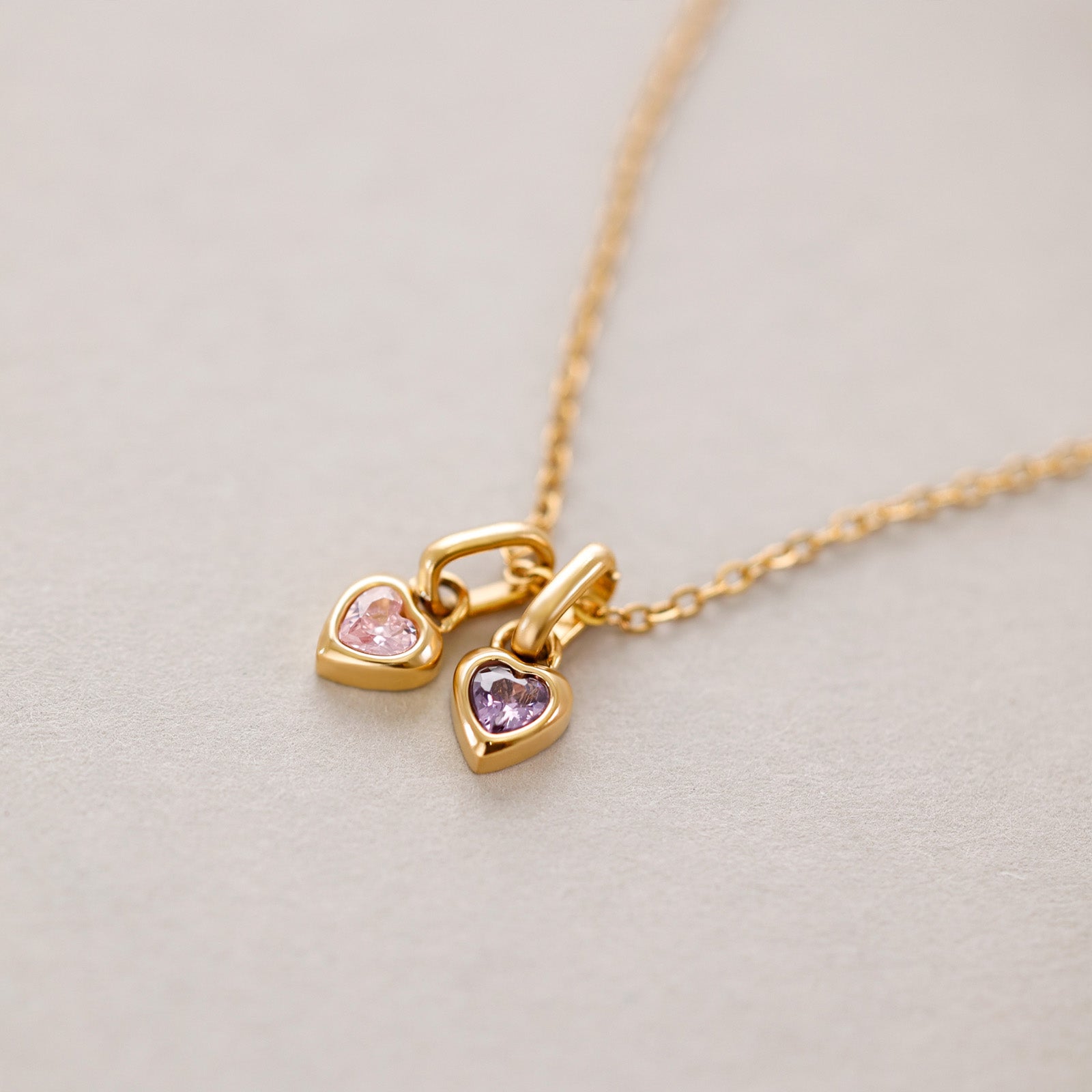 Geburtsstein-Kette mit Zirkonia Herzchen