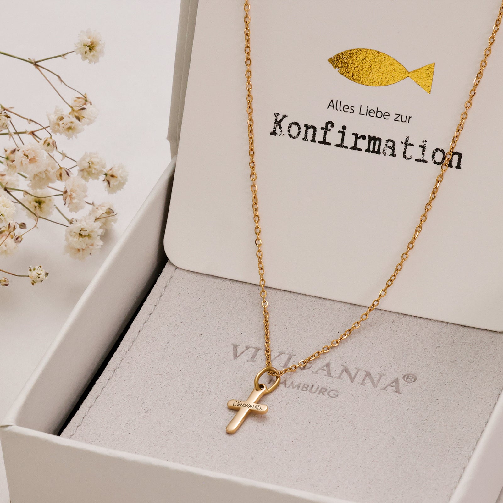 High quality personalized mini cross necklace - Christian gift with card