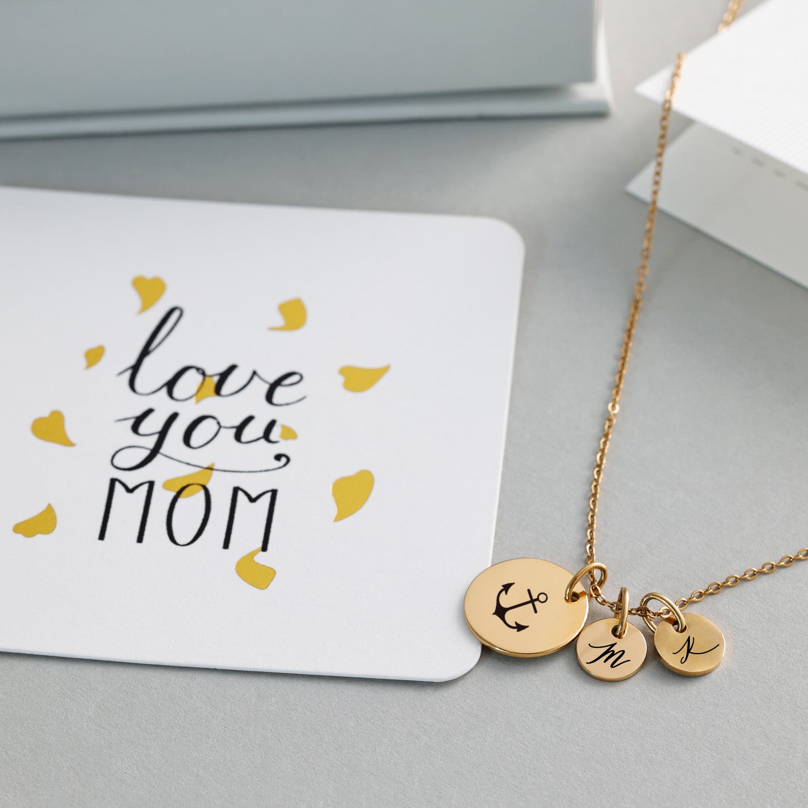 Kette für Mama mit Karte - Personalisierte Kette - Wuschgravur Kette - Familie Halskette - Edelstahlkette - glänzend - Namenskette - LW005 - VIVIANNASCHMUCK