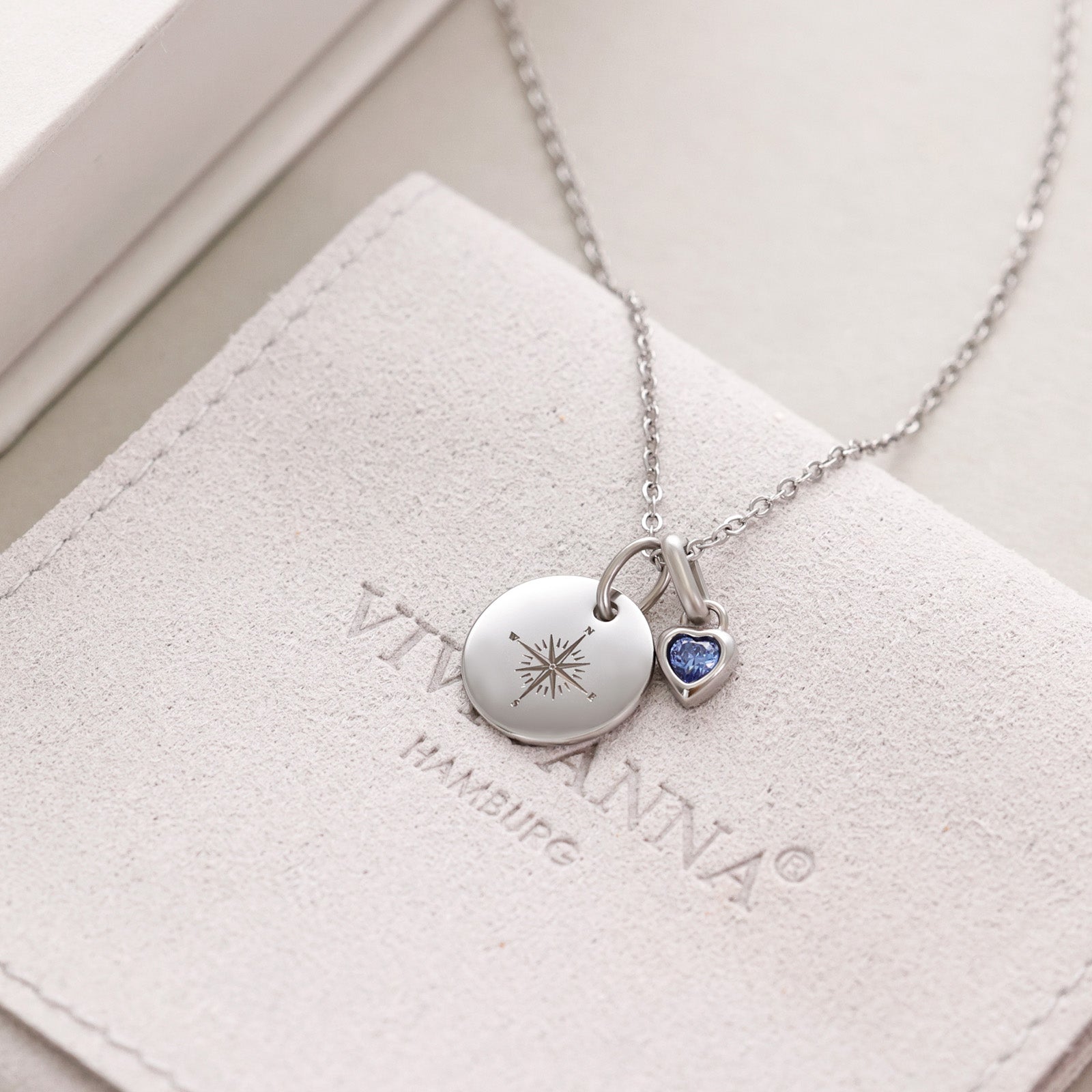 Personalisierte Kette mit Herz Geburtsstein - Geschenk für Mama mit Karte