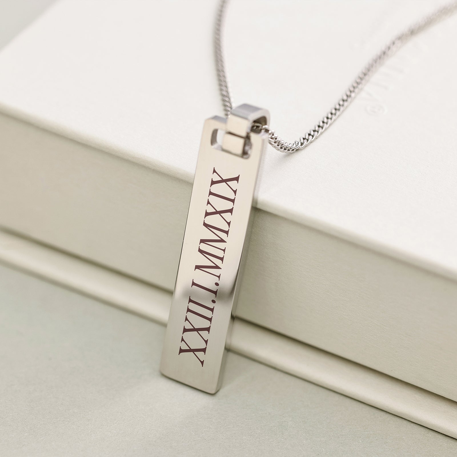 Men's adjustable necklace with engraving - waterproof