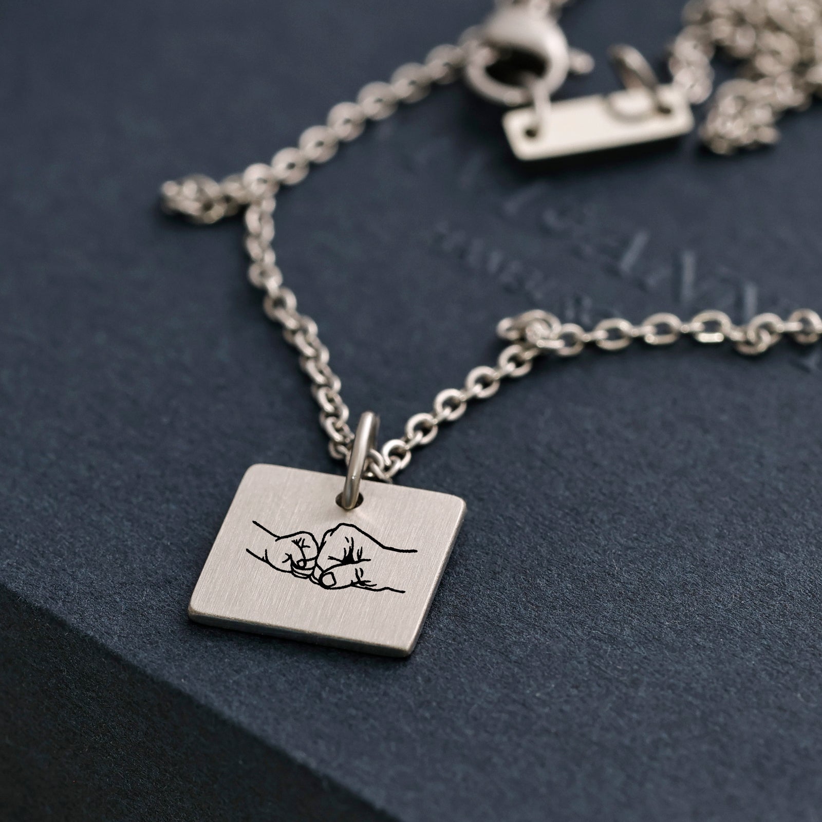 Personalized square men's necklace - stainless steel - with desired engraving - men's name necklace - family necklace - gift for him - HK019