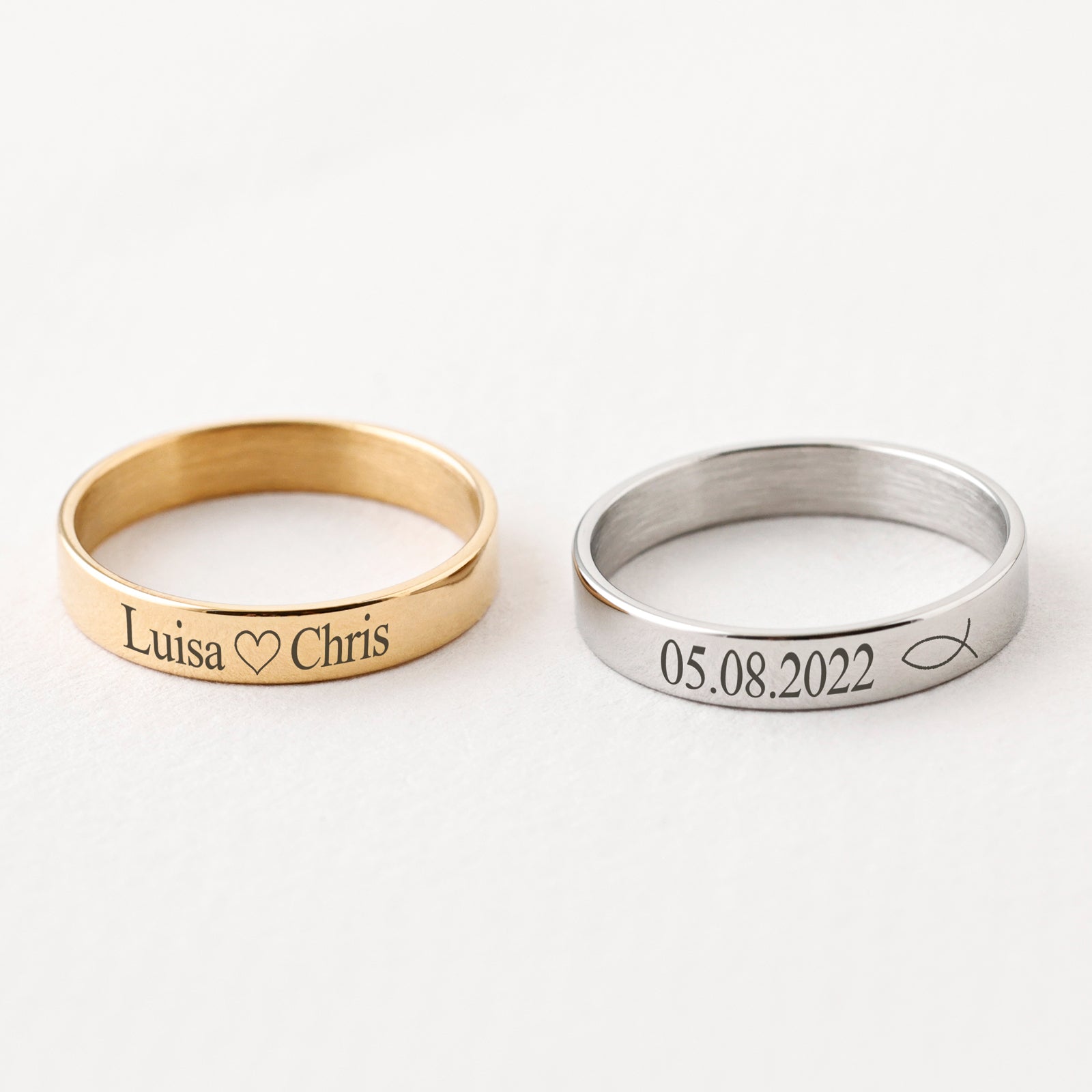 High-quality stacking ring with engraving - Unisex ring - 4 mm