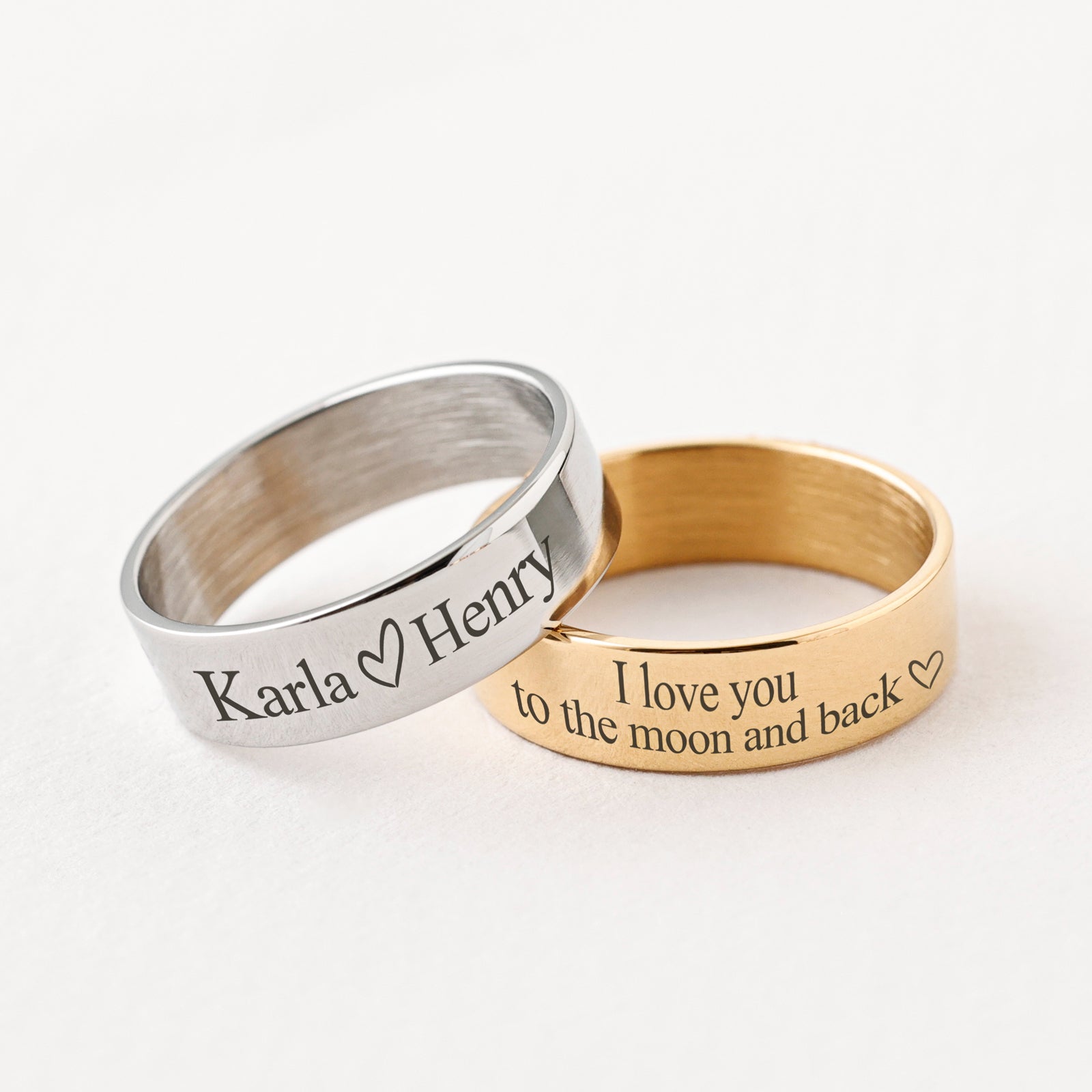 High-quality name ring with engraving - Unisex ring - 6 mm