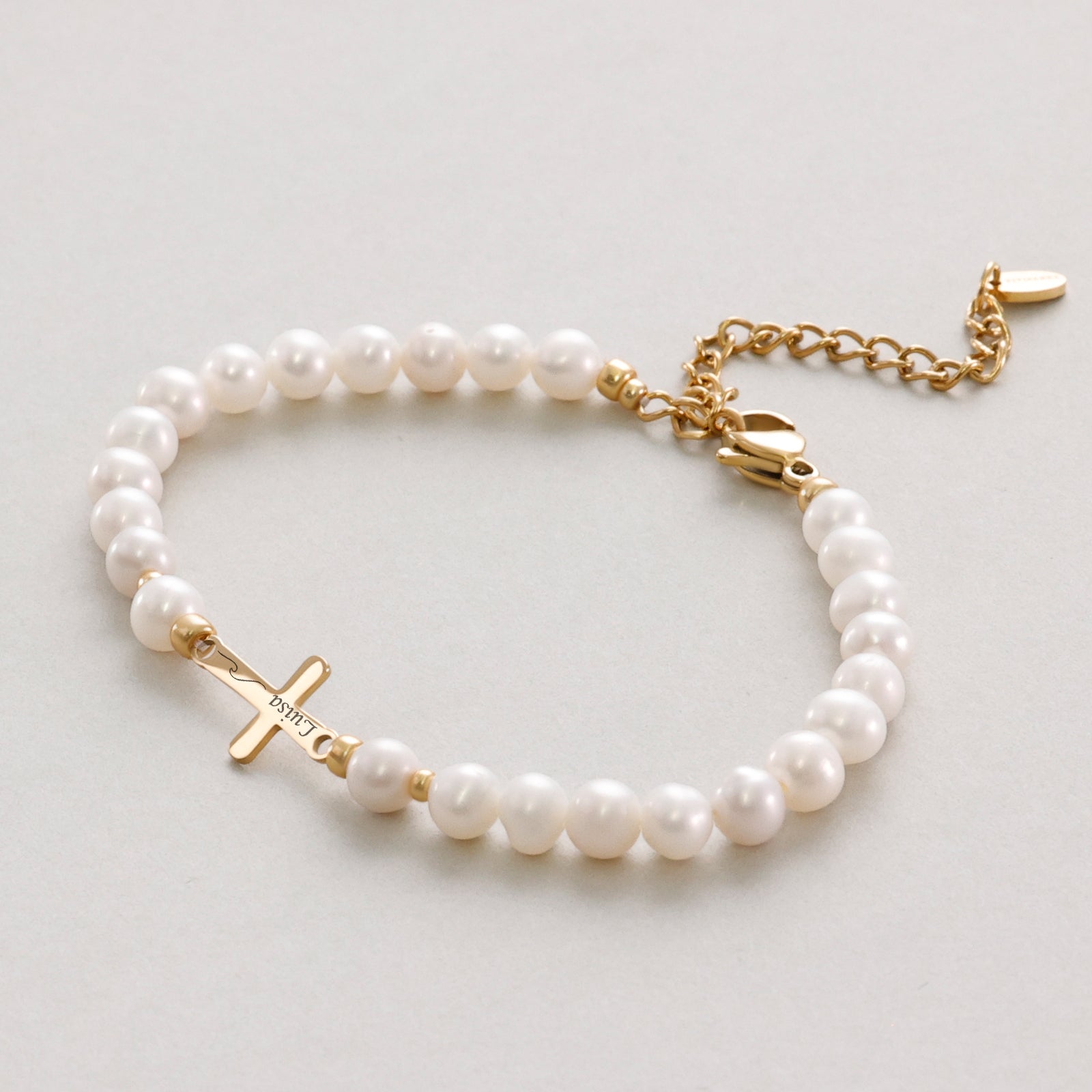 Freshwater Pearl Cross Bracelet - Communion Gift with Card