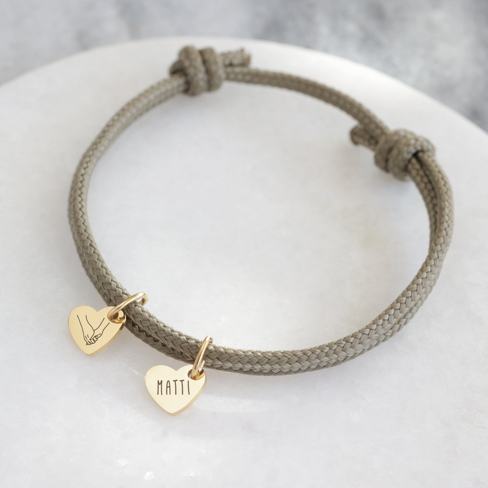 Personalized sailing rope bracelet with heart pendant