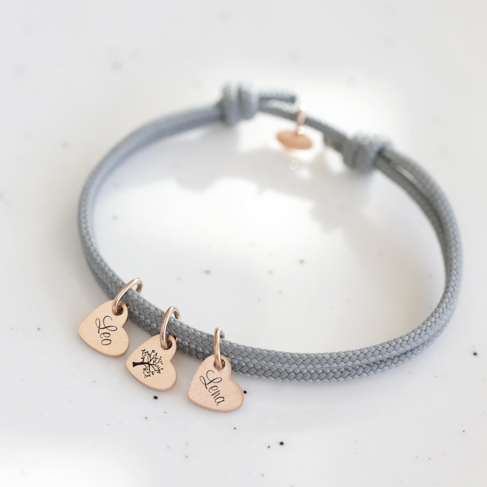 Personalized sailing rope bracelet with heart pendant
