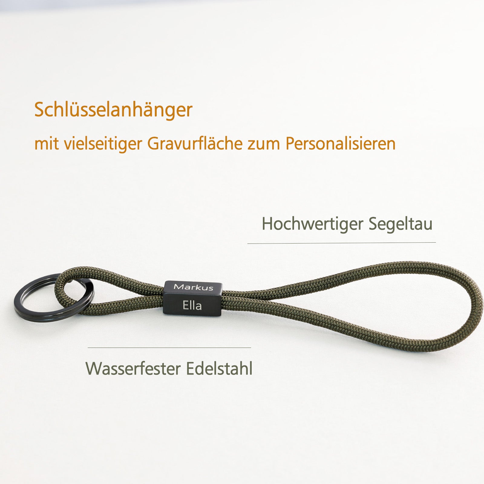 Schlüsselanhänger mit 4 Seiten Gravur - Personalisiertes Edelstahlschlüsselring mit Wunschgravur - mit Namen - Familien Initialen - SL005 - VIVIANNASCHMUCK