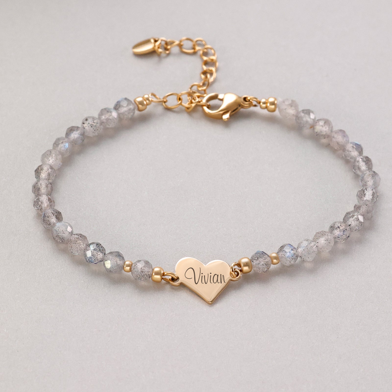 Labradorit Armband mit Herzanhänger