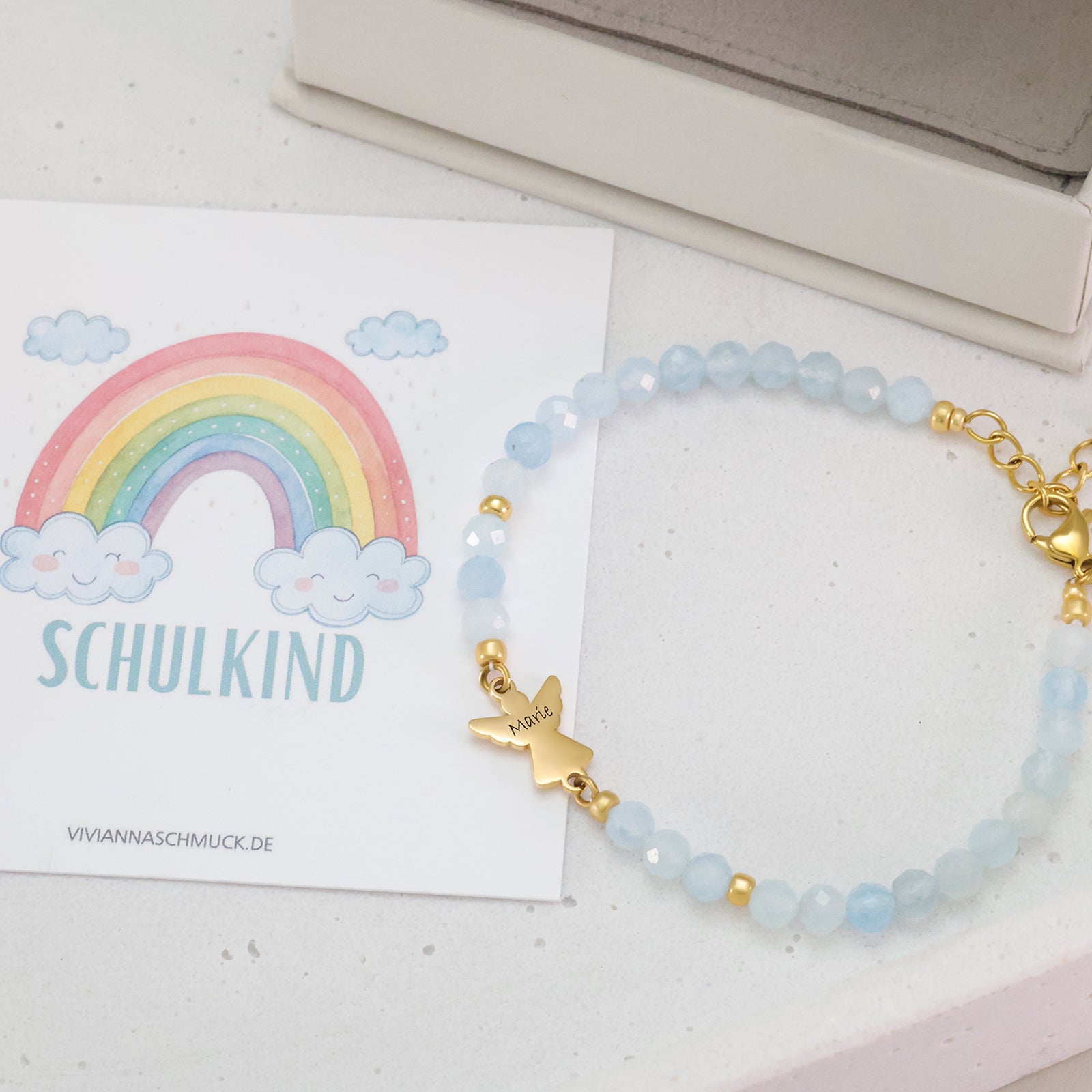 Personalized protective bracelet with guardian angel &amp; freshwater pearls