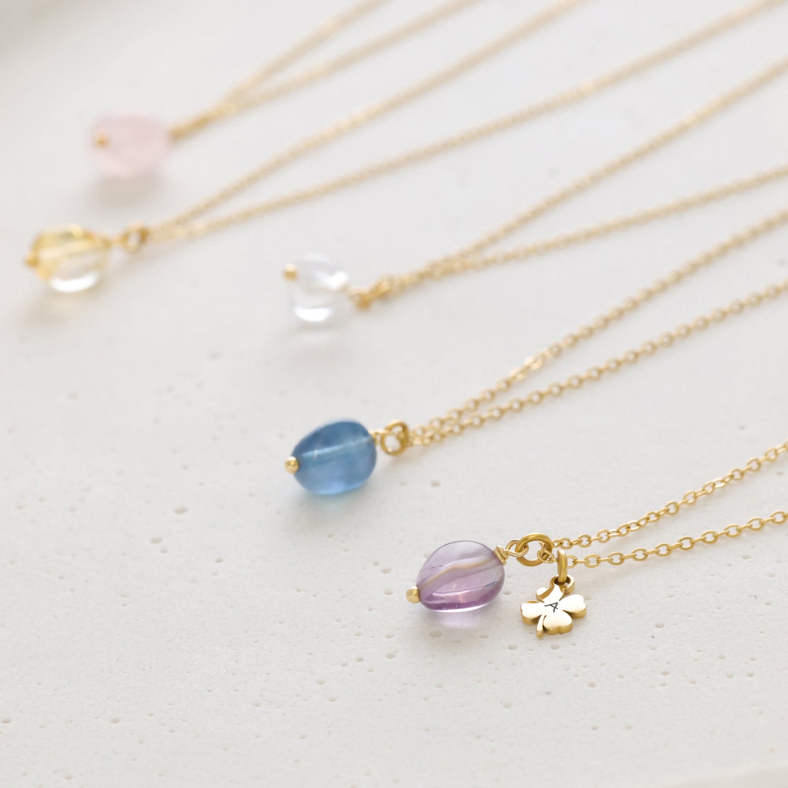 Natural Stone Hammered Necklace - 925 Sterling Silver