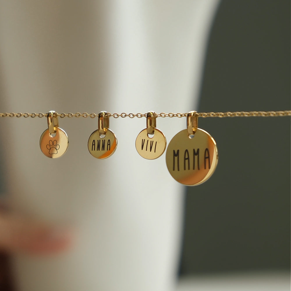Personalisierte Familienkette mit großen und kleinen Gravurplättchen Damen Halskette VIVIANNASCHMUCK