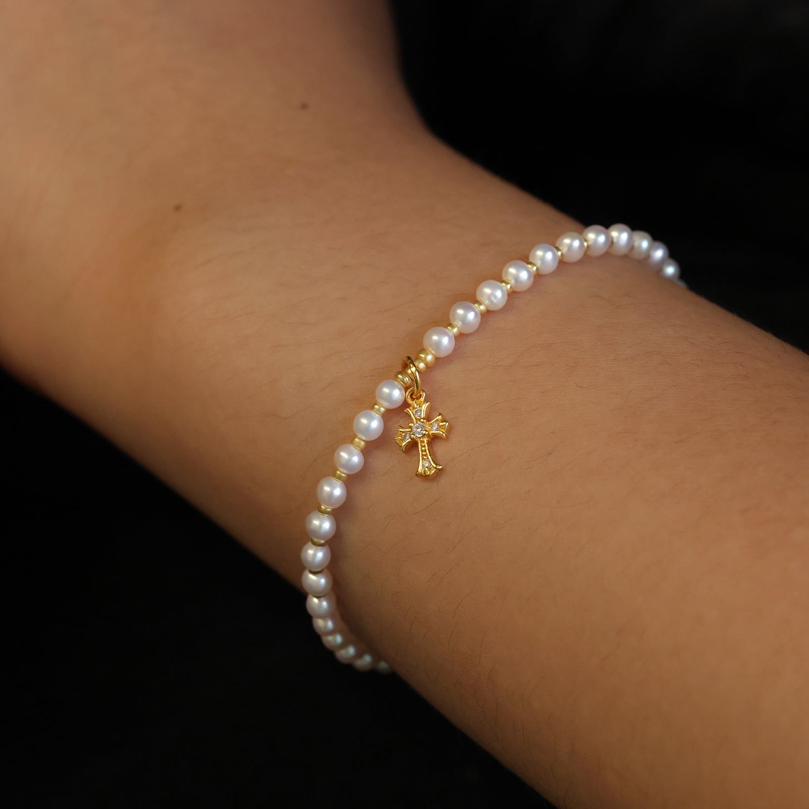Freshwater pearl bracelet with customizable pendant - 925 sterling silver