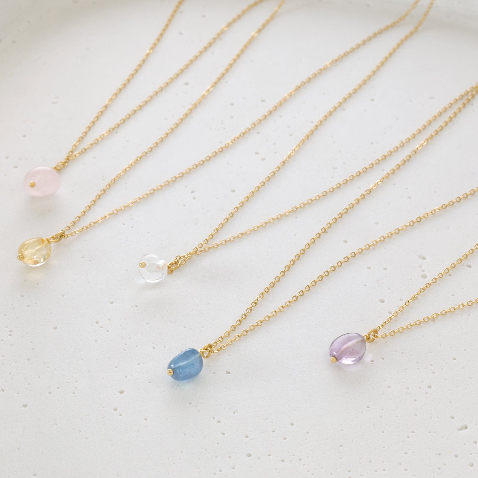 Natural Stone Hammered Necklace - 925 Sterling Silver