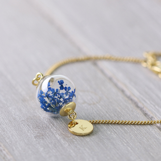 925er Personalisierte Armband, Echte Blumen Armband mit Wunschgravur, Hochzeit Armband Blumen, rosegold, gold, A163