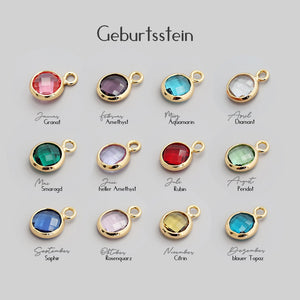 925er Silber personalisierte Kette mit Geburtsstein • Geschenk zur Geburt • Kette mit Gravur • Familienkette • Namenskette • GK019