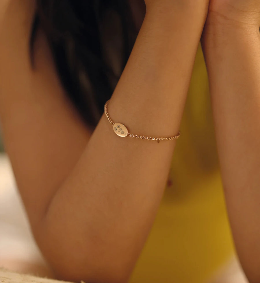 Personalisiertes Armband - Geburtsblumen Armband - Edelstahl - Silber, Gold oder Rosé Gold - a180