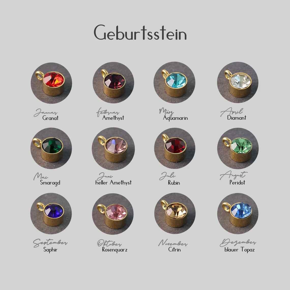 Personalisierte Kette mit Geburtsstein - VIVIANNASCHMUCK