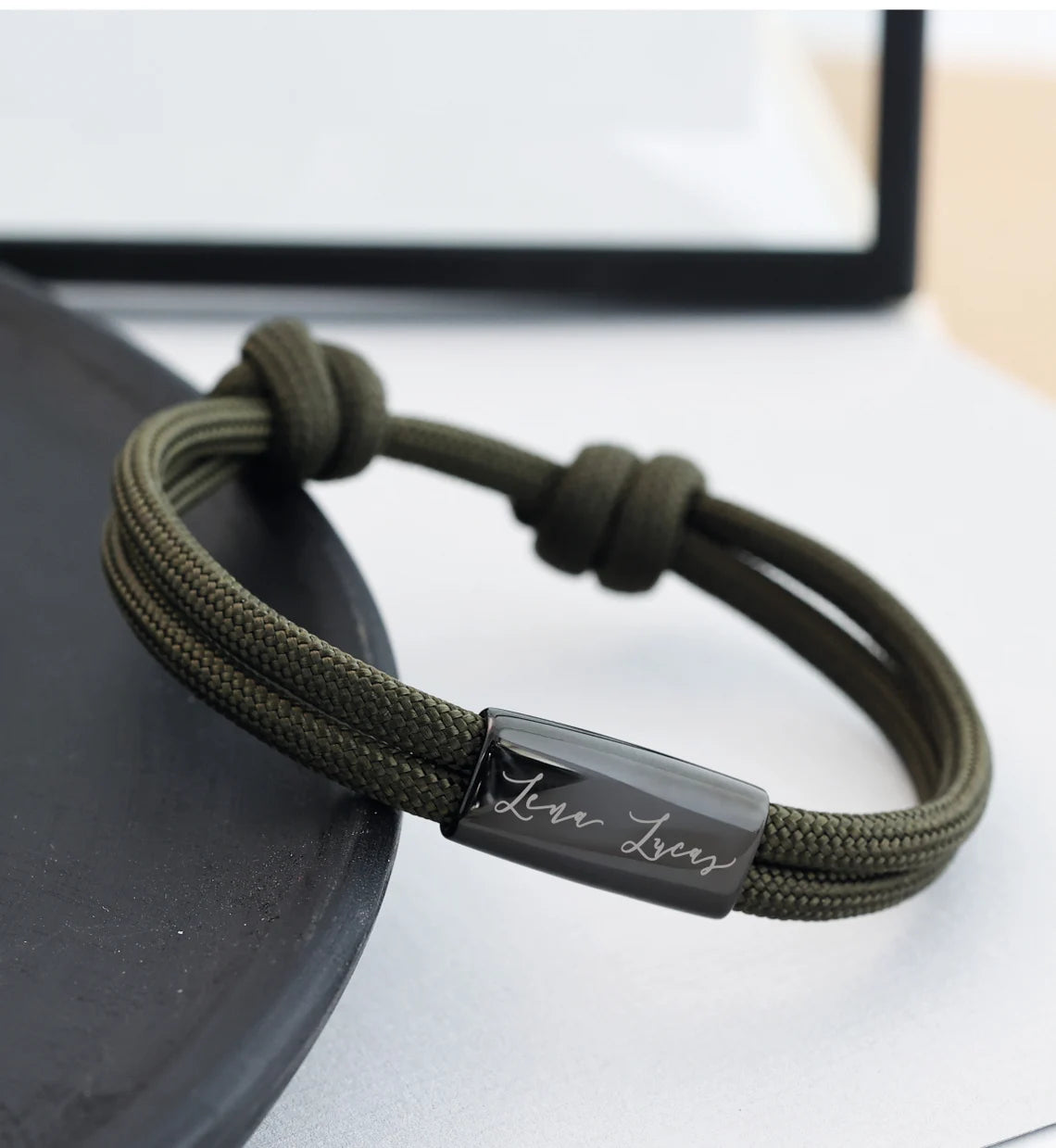 Herren Armband - Personalisiertes Segeltau Armband - Wunschgravur - Surferarmband - Partnerarmband- Armband mit Gravur - Edelstahl A184
