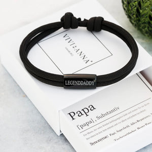 Papa Armband - Personalisiertes Segeltau Armband - Wunschgravur - Surferarmband - Vatertagsgeschenk - Armband mit Gravur - Edelstahl LW018