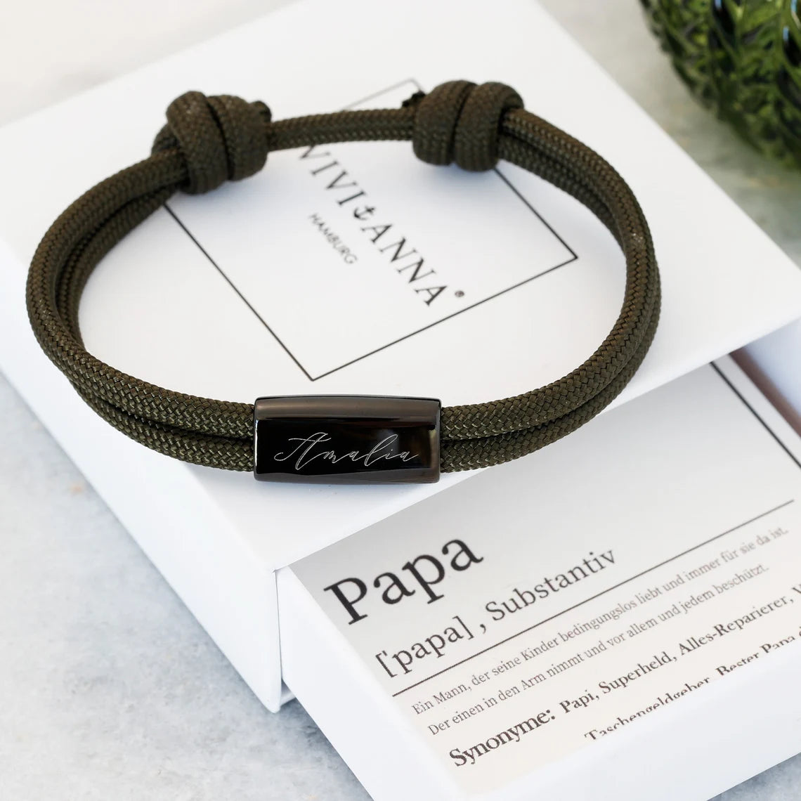 Papa Armband Geschenkset- Personalisiertes Segeltau Armband
