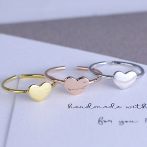 925er Offener Initial Ring - 925 Herz Silber Ring - personalisierter Herz Ring - Namensring - Initial Ring - verstellbarer Ring - GR001