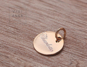 Personalisierte Plättchen Anhänger , Silber Gold Roségold Bronze , 10mm oder 8mm mit Gravur - P003