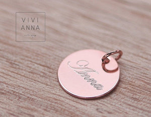 Personalisierte Plättchen Anhänger , Silber Gold Roségold Bronze , 10mm oder 8mm mit Gravur - P003